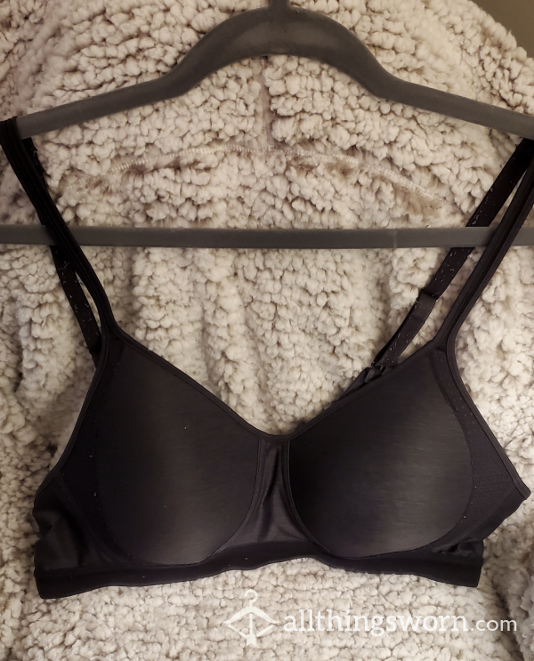 Black Nylon Sports Bra - Worn Daily, Rarely Washed - Sweaty Af - Size M