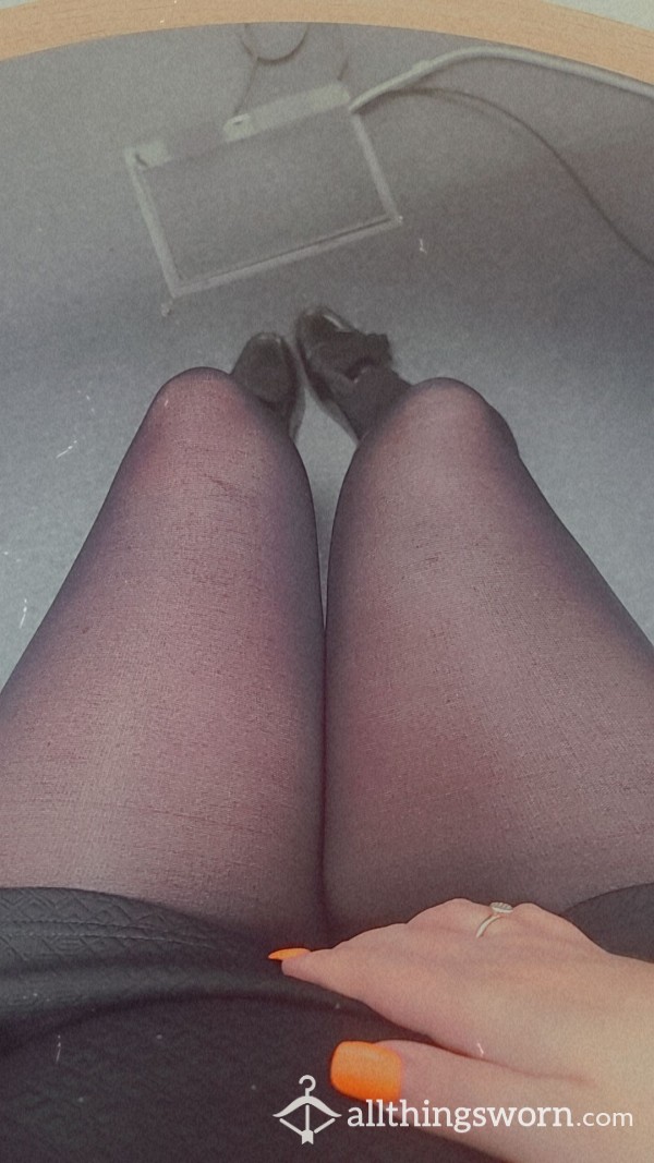 Black Nylon Tights Worn 2 Days In Office