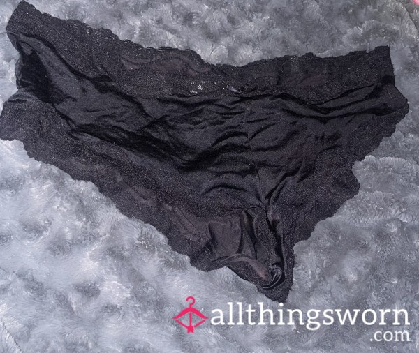 Black Nylon Well Worn Cheeky Panties