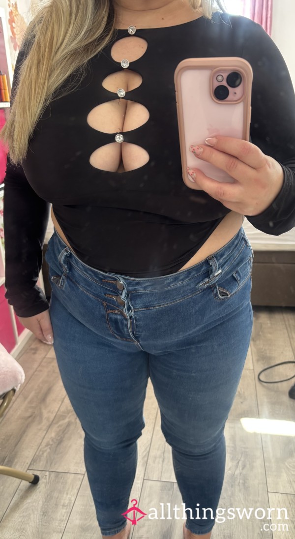 Black Open Bodysuit Plus Size