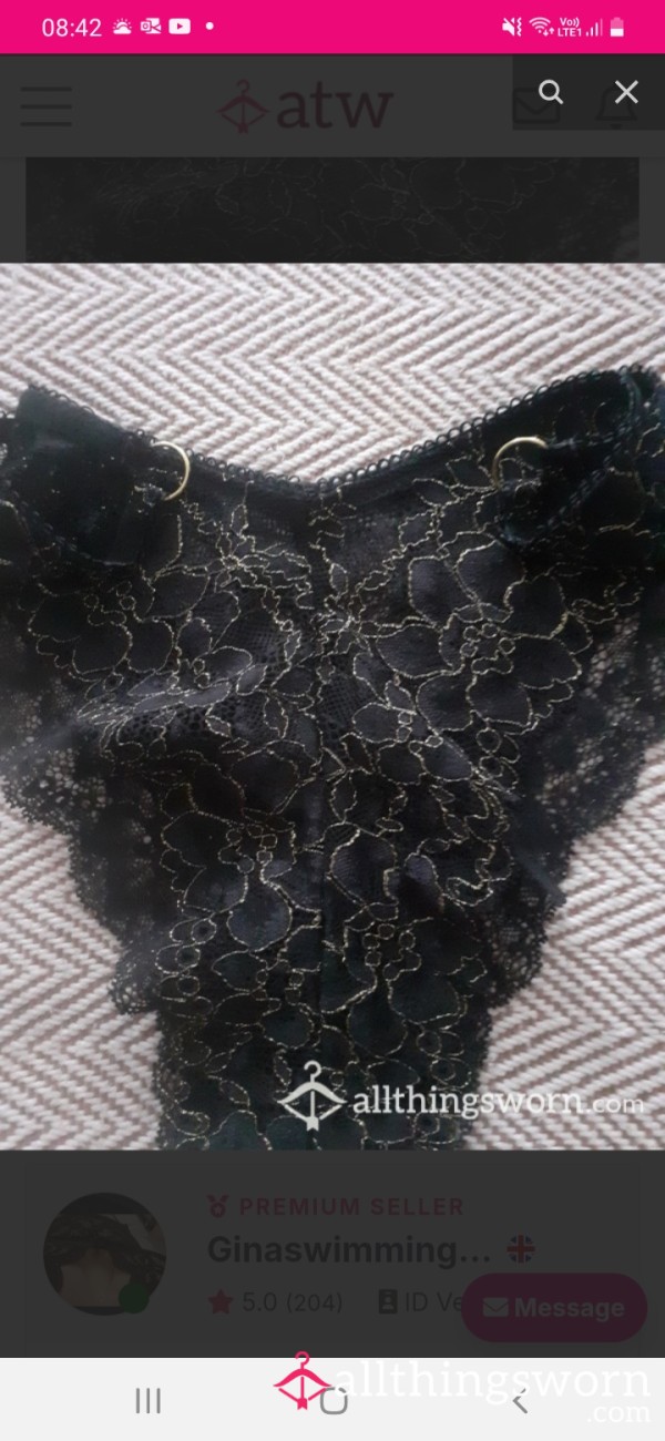 Black Panties With Gold Details