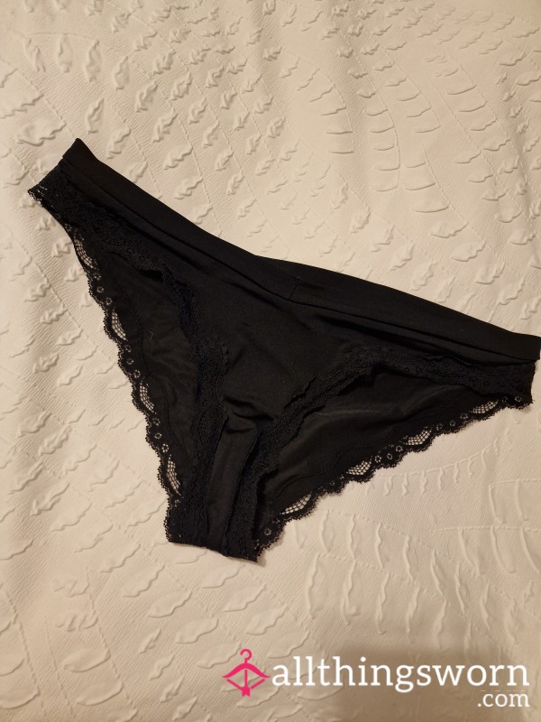 Black Panties With Lace Trim.