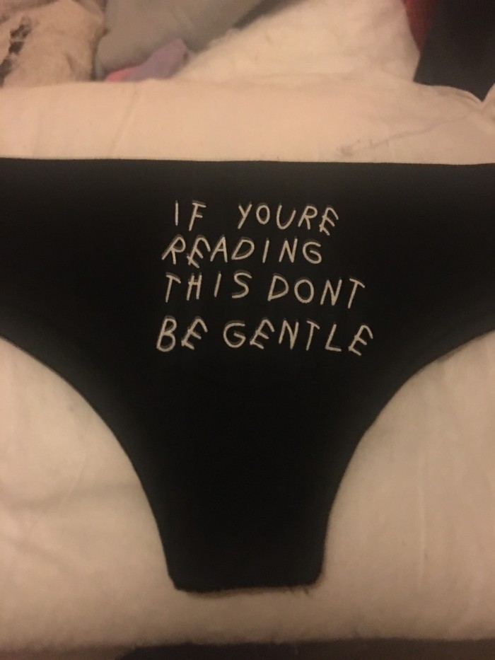 Black Panties With Writing On The B*m