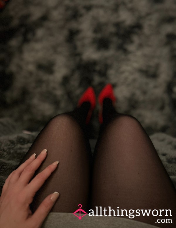 Black Pantyhose, Red Heels & Tits 🤤