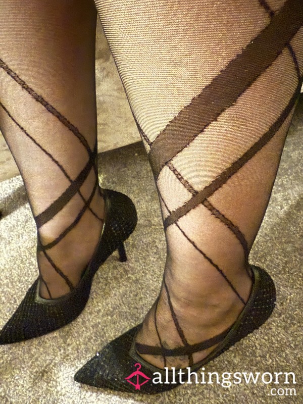 Black Patterned Thin Tights