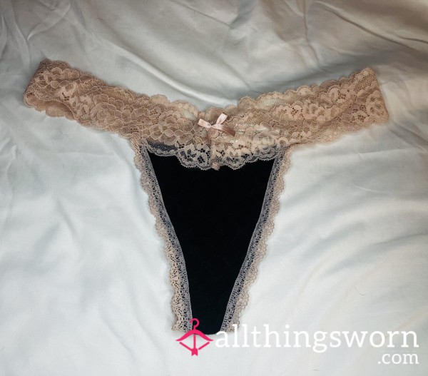 Black & Pink Lace Tanga Thong! Size M *pending