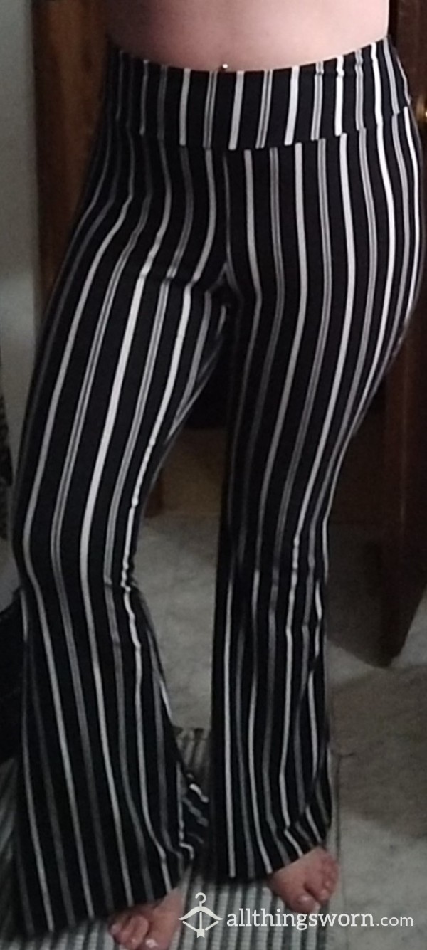 *Sale* Black Pinstriped Flared Leggings