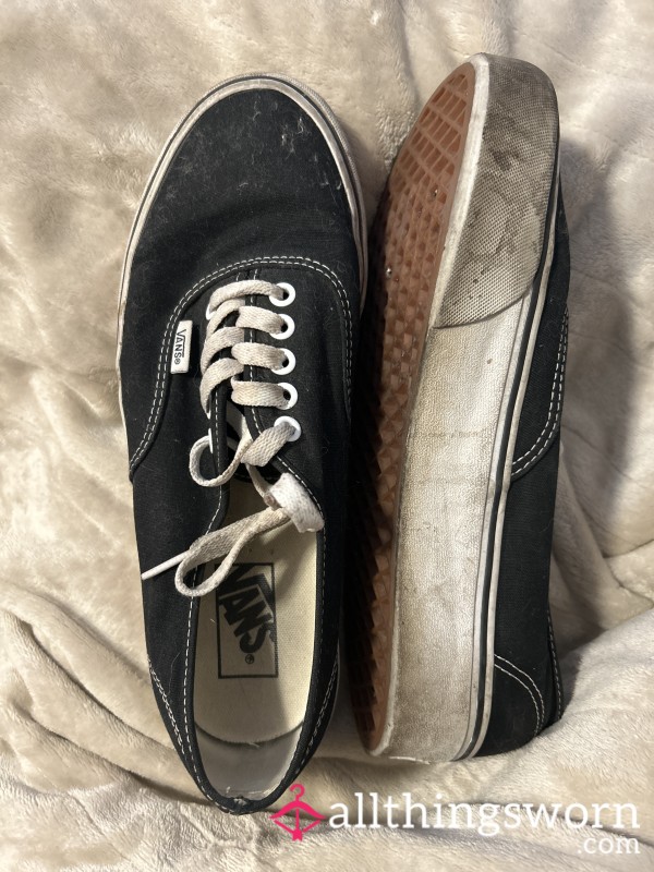 BLACK PLATFORM VANS CLa**ICS - Size 10 VERY WELL WORN/SMELLY