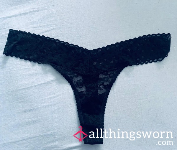 Black Plus Sized Worn Thong