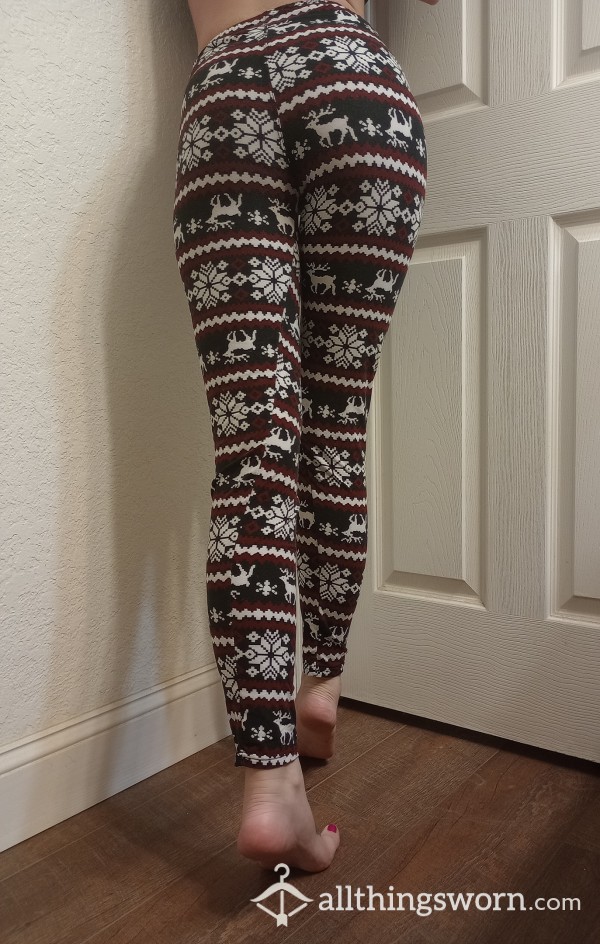 Black, Red And White Silky Leggings