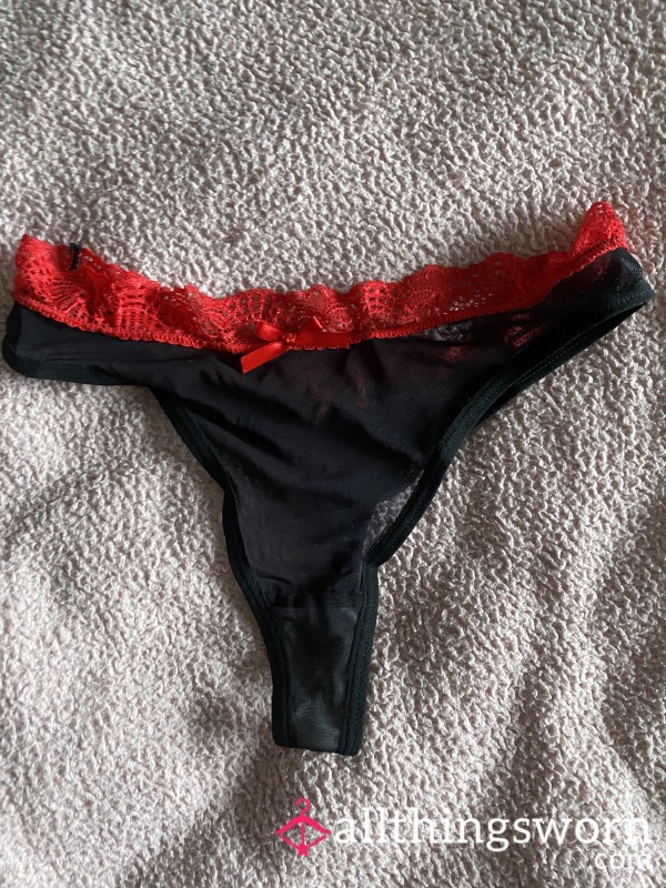 Black Red Lace Thong