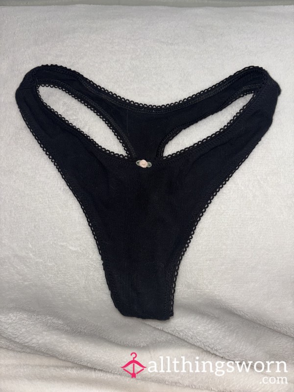 Black Ribbed Aerie Thong