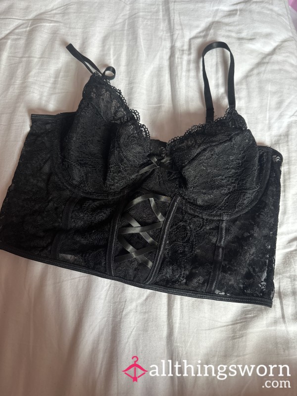 Black Ribbon Lace Bra