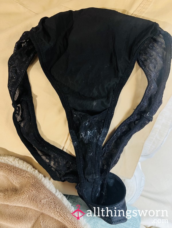 Black Satin Creamy Thong Comes With Up To Seven Day Where