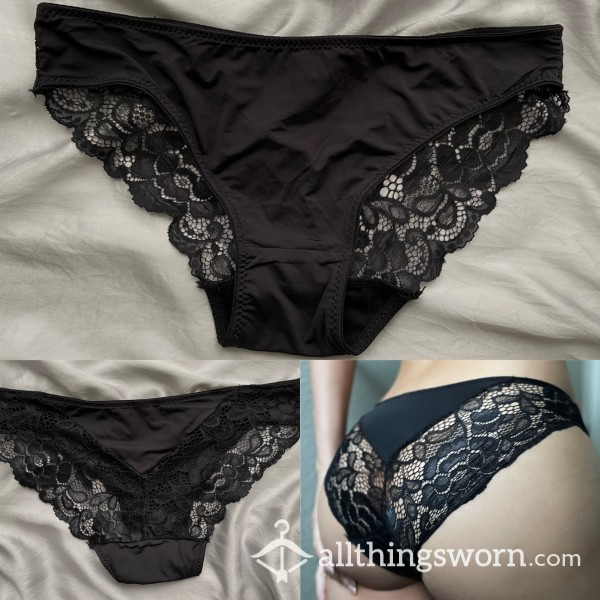 Black Satin Lace Panties