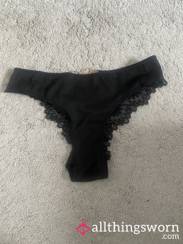 Black Satin Thong