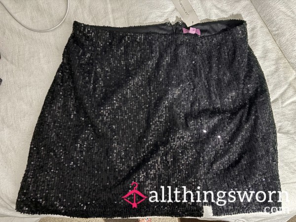 Black Sequin Mini Skirt