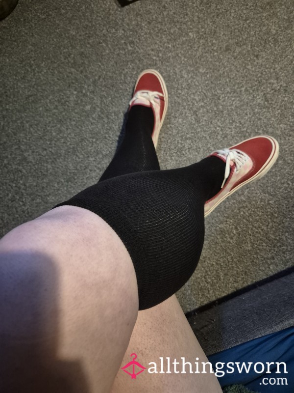 Black S**y Knee High Socks. 48 Hour Wear In Sweaty Work Shoes And My Vans All Day.