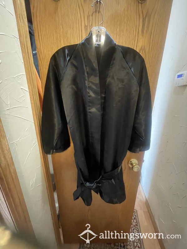 Black S**y Satin Robe