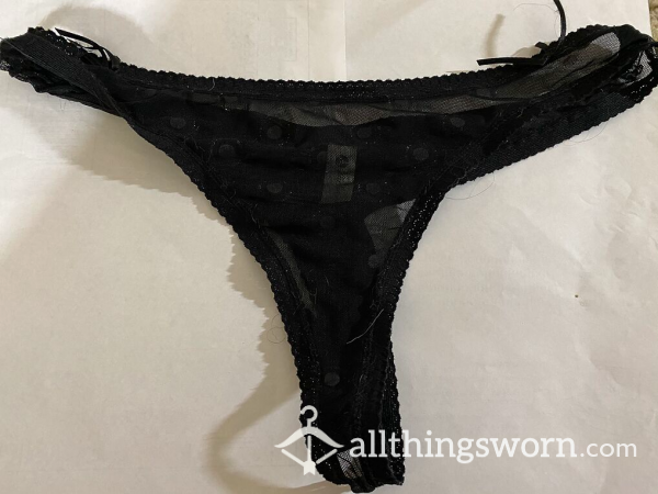 Black Sheer Thong Large