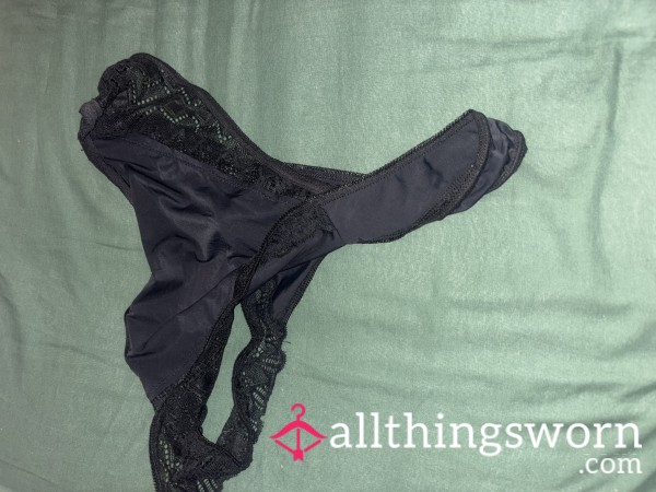 Black Silk Pants USED Thong Size 18