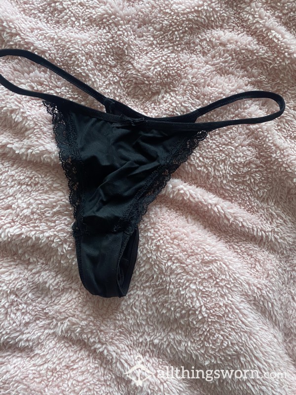 Black Silk Worn Thong