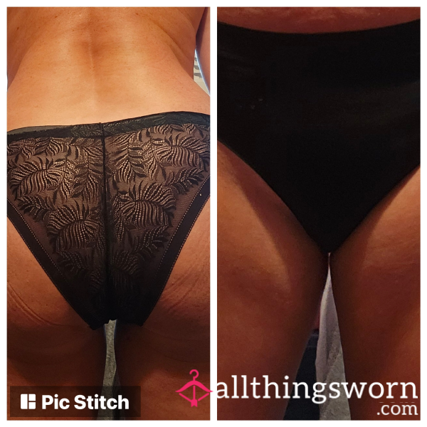 Black Silky And Lace Back Panties