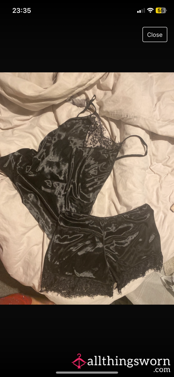 Black Silky Lace Matching Set Lingerie