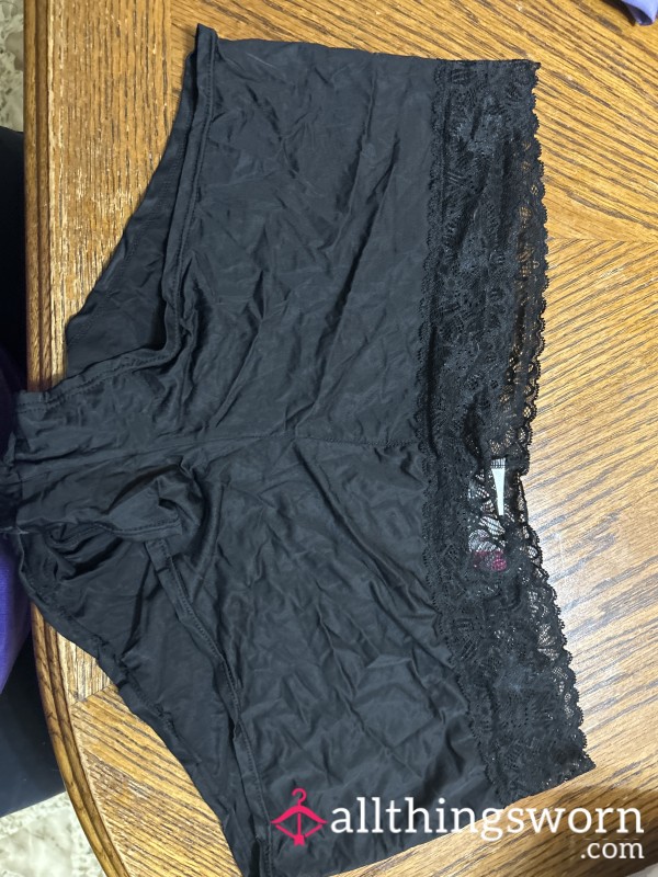 Black Silky, Lacy, Full Back Panties