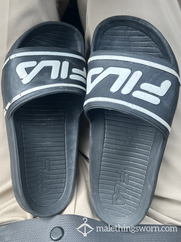 Black Slides Flip Flops Fila Women Size 6