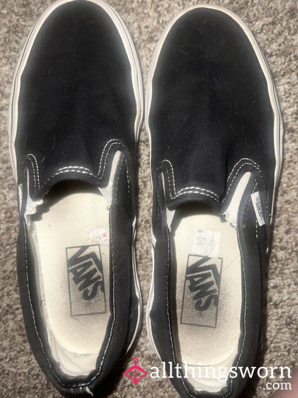 Black Slip On Vans Overworn