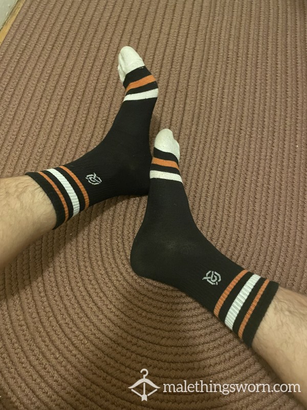 Black Socks With Orange Stripes