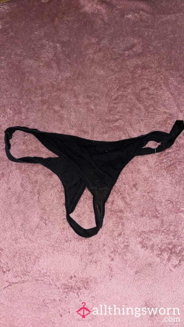 Black Stained Thongs