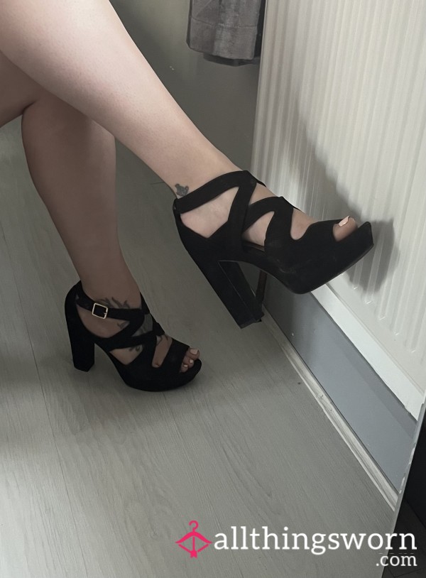 Black Strappy Sandal Open Toe Heels