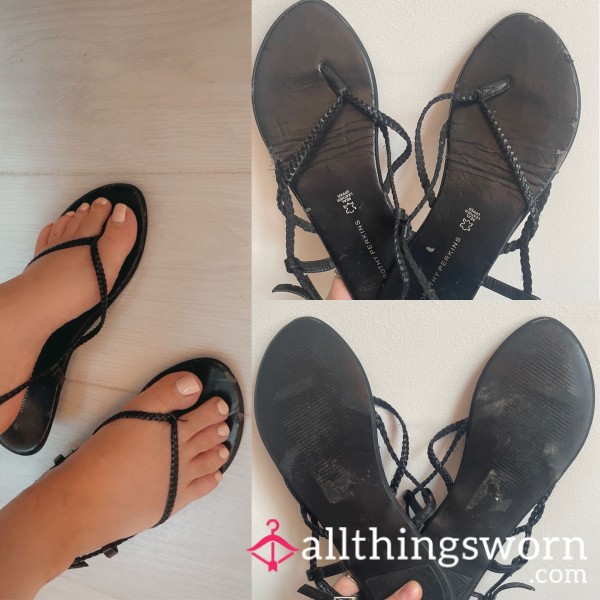 Black Strappy Sandals - Very Well Worn