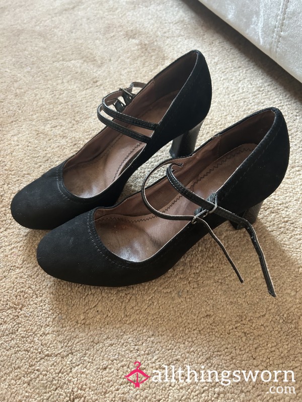 Black Suede Work Heels