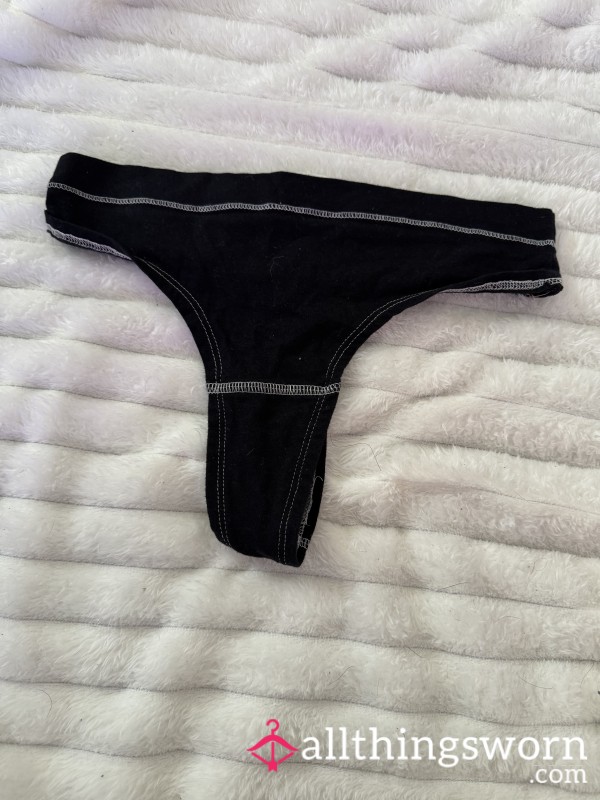 Black Thick Band Thong