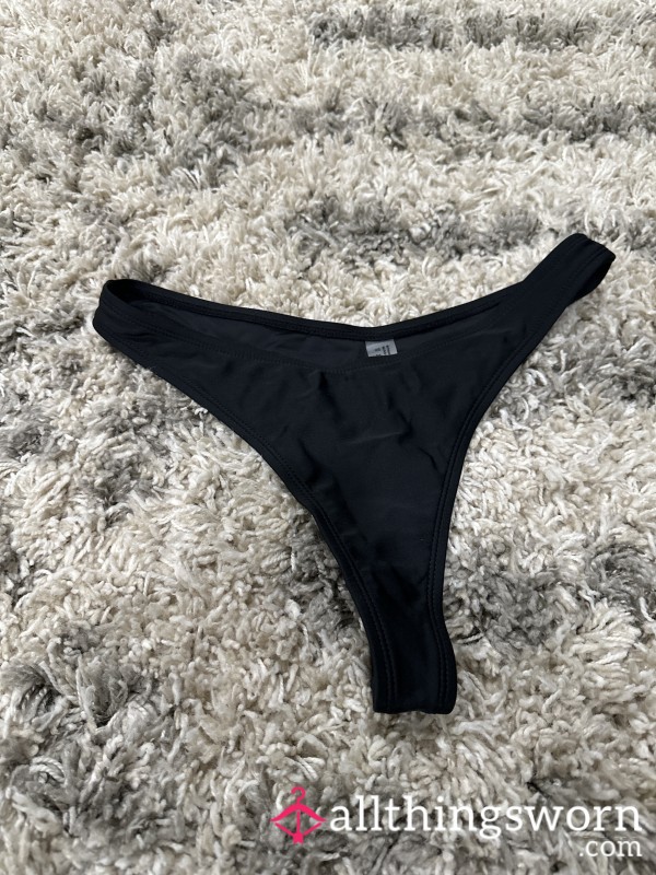 Black Thong Swim Bottoms