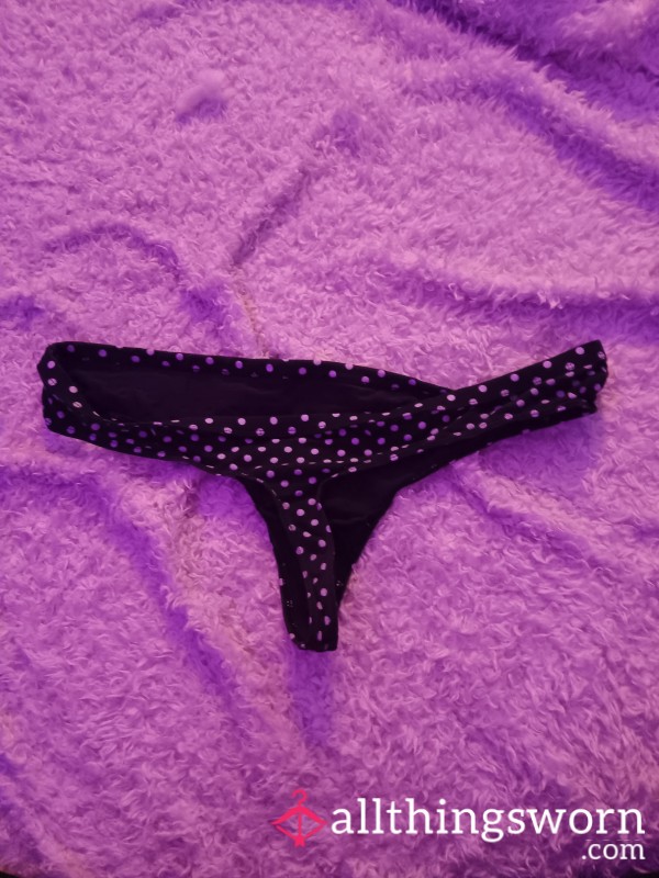 Black Thong With White Polkadots