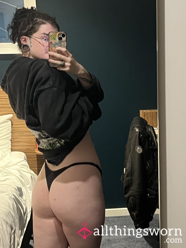 Black Thong Worn All Day Walking Around London