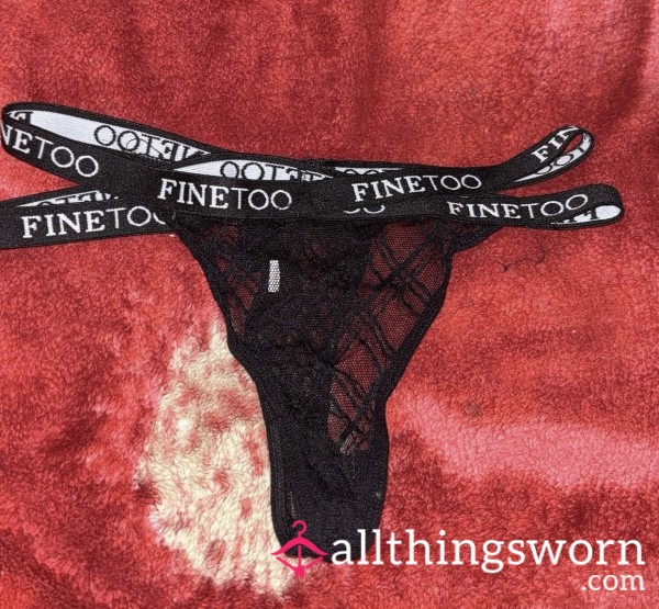 Black Thongs With Double Waistband