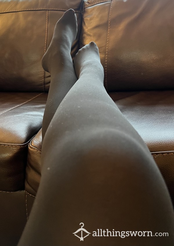 Black Tights Worn Without Panties