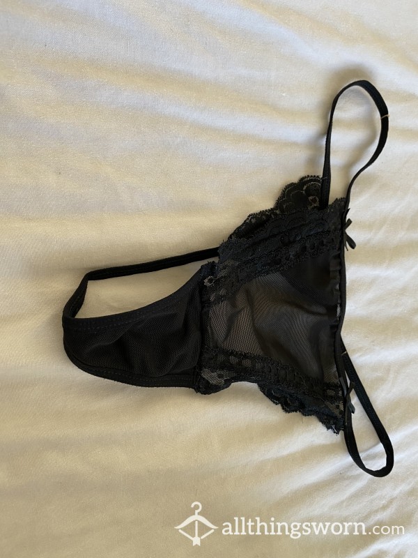 Black Tiny Lace G-string