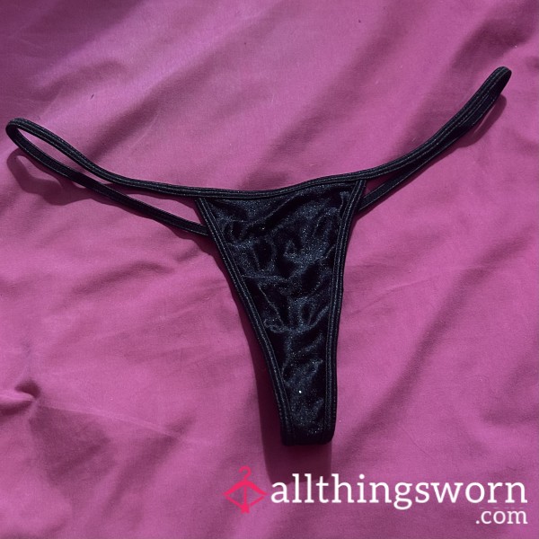 Black Tiny Stripper Thong