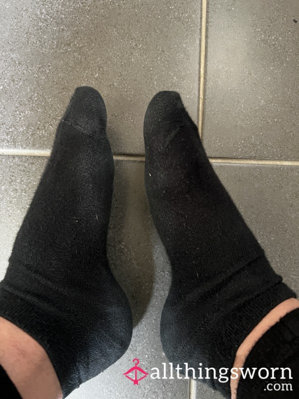 Black Trainer Socks Worn For 24 Hours