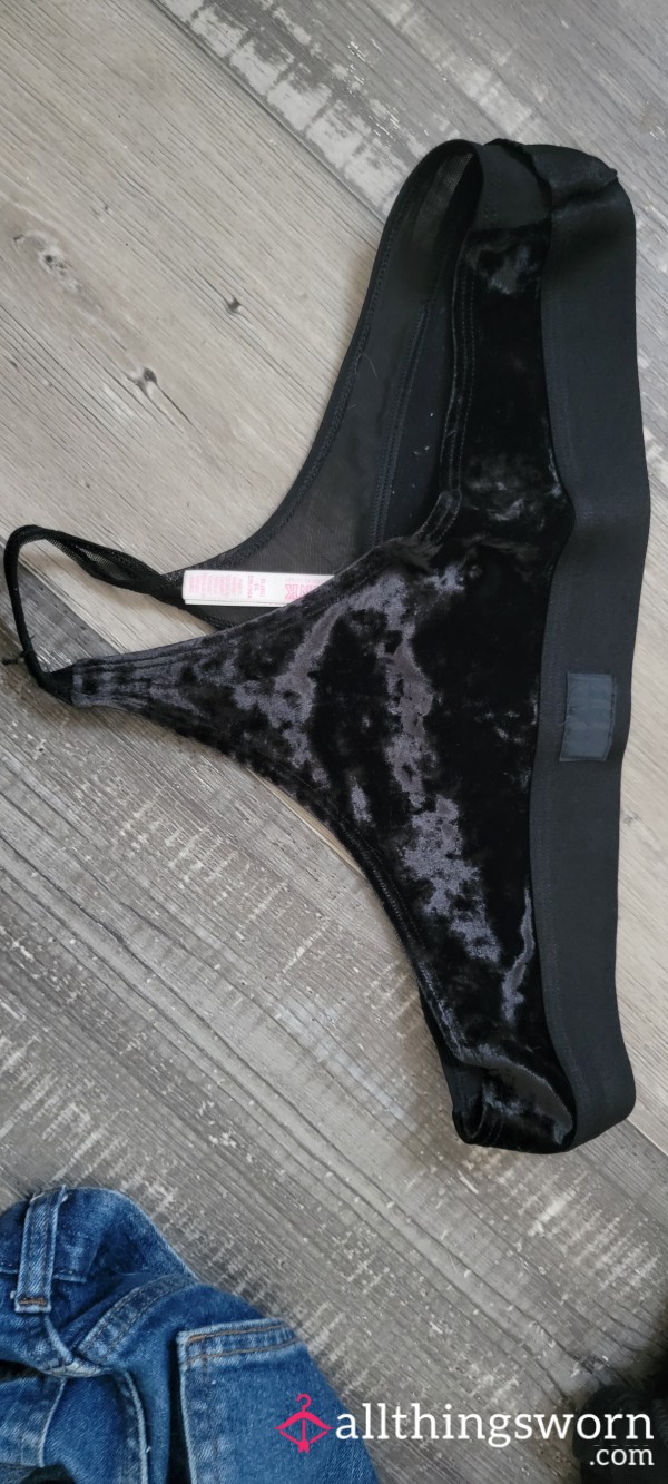 Black Velvet Thong Worn After S**