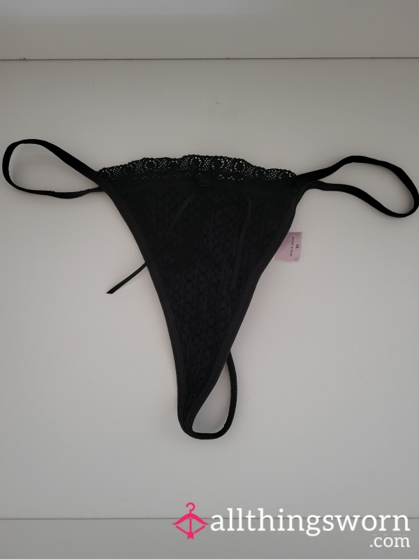 Black Victoria's Secret Thong W Lace And Bow