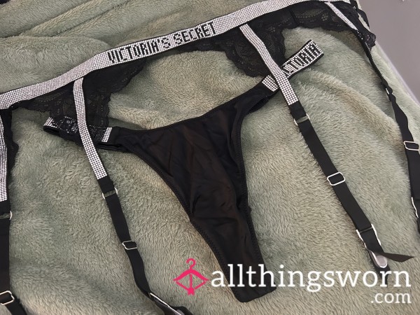 Black VS Thong And Garter