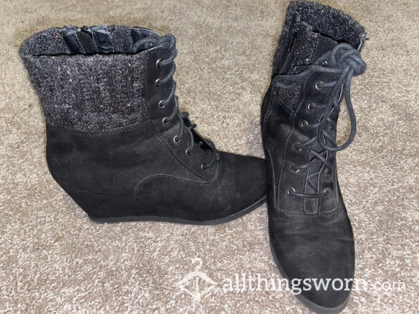 Black Wedge Booties