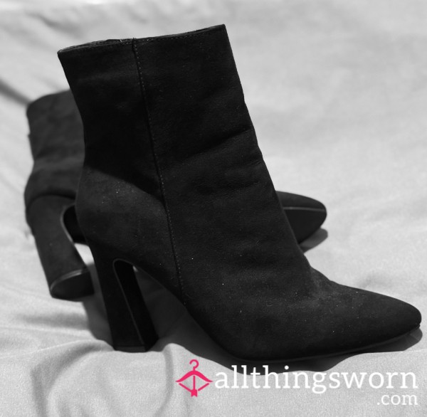 Black Well Worn Ankle Boots